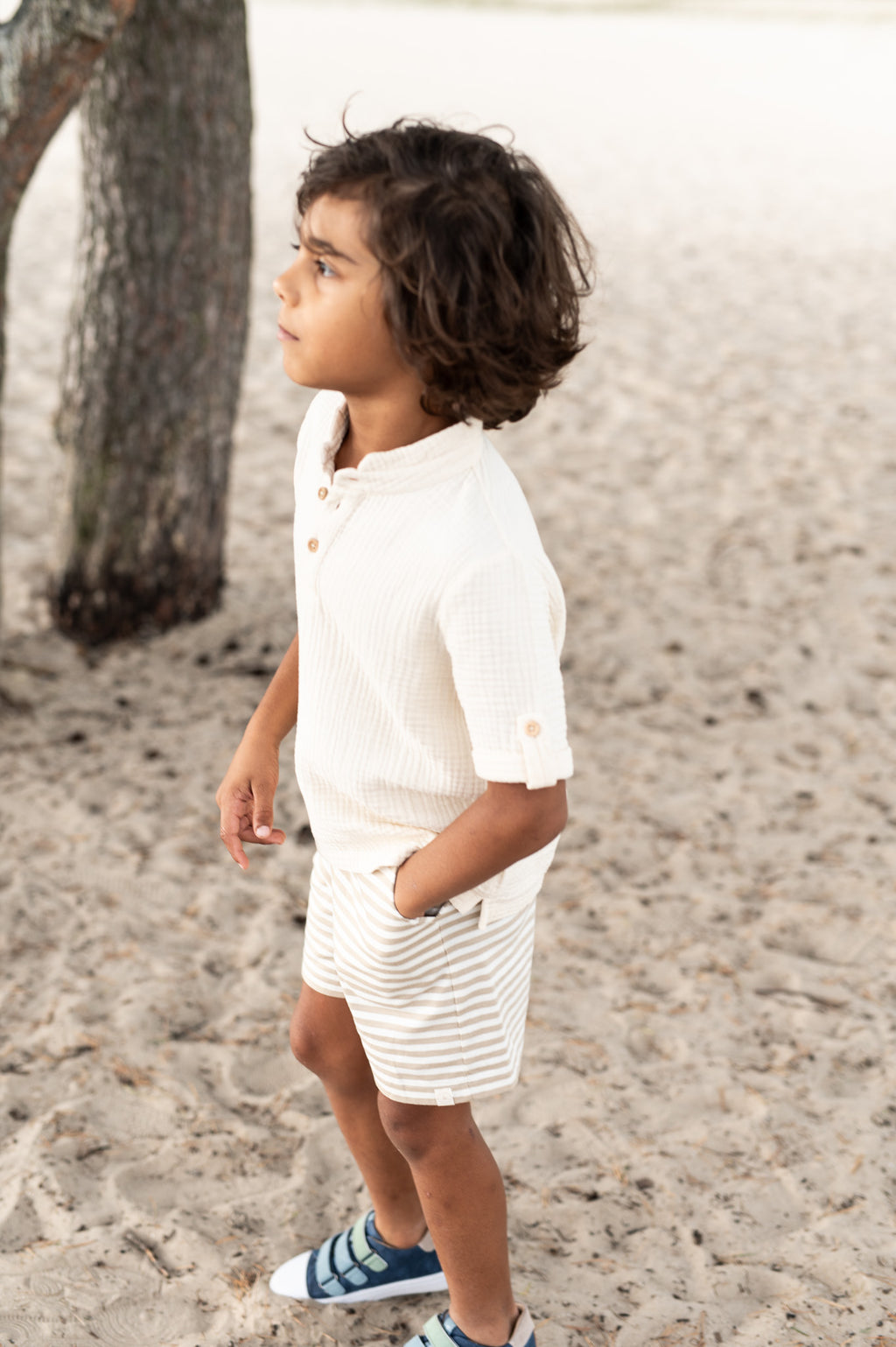 Navy Natural Polo Mousseline White Swan