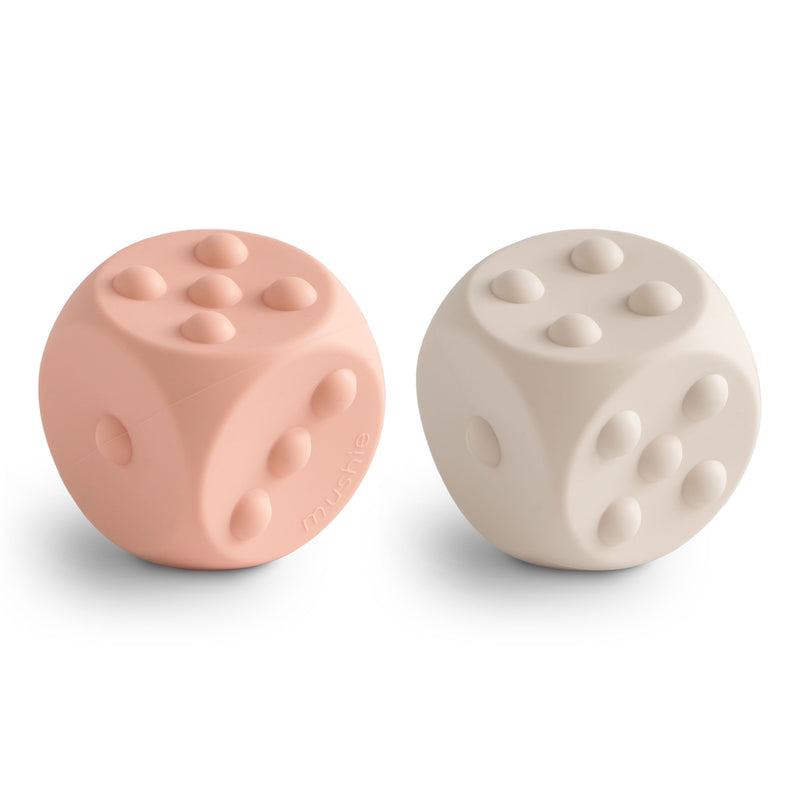 Mushie Dobbelsteen Activity Toy Blush Shifting Sands 2-pack