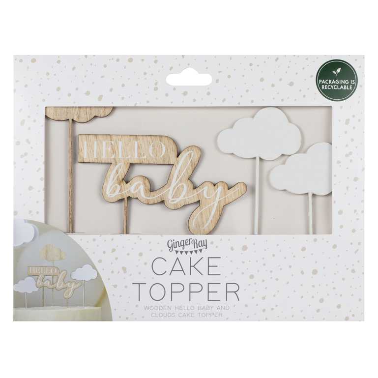 Ginger Ray Cake Topper Hello Baby Clouds
