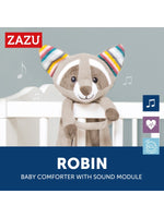 ZAZU Knuffeldoekje Muziek Hartslag Baby Comforter Robin Grey